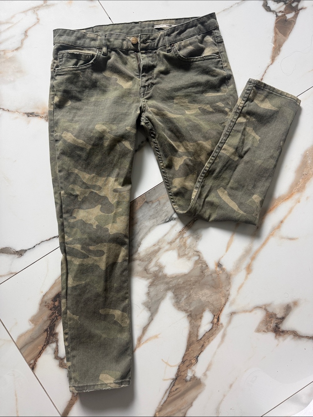 Zara Women’s Camo Skinny Jeans - Olive & Khaki
